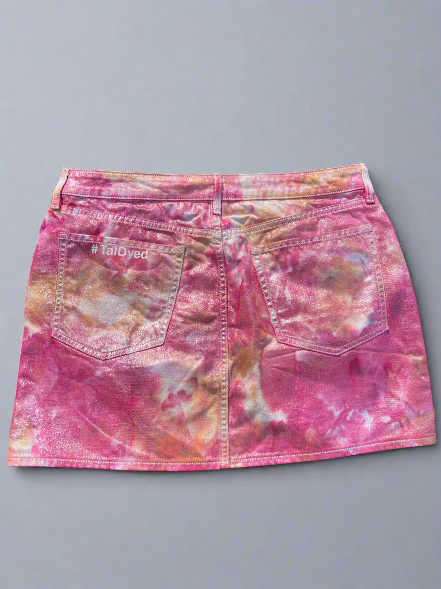 Pink Fire Sparkle Jean Skirt