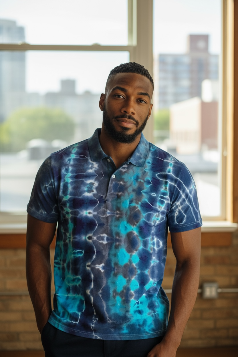 DyeLuxe Men’s Polo - Blue Wave