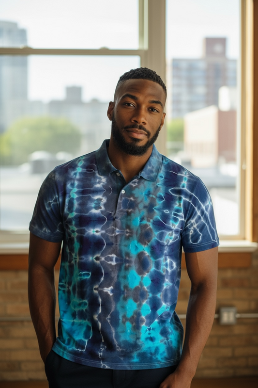 DyeLuxe Men’s Polo - Blue Wave