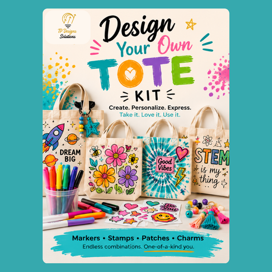 Design-Your-Own Tote Bag Make-and-Take Kit

Color it. Stamp it. Patch it. Charm it. Make it yours!